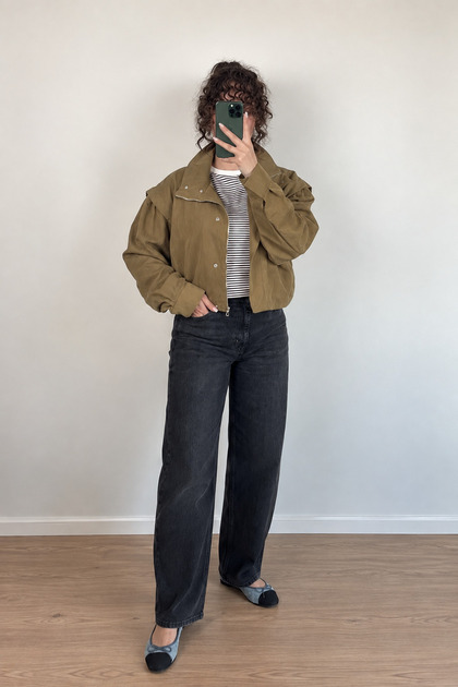 Women's Camel Short Parachute Jacket Regular Fit