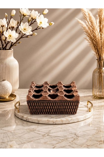 Decorative Geometric Design Bronze Ashtray - Made in Turkey