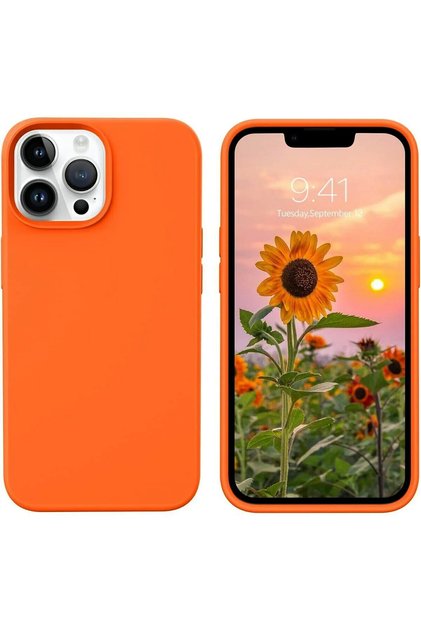 iPhone 16 Pro Max Launch Case with Velvet Inside Camera Raised Silicone Cover Orange