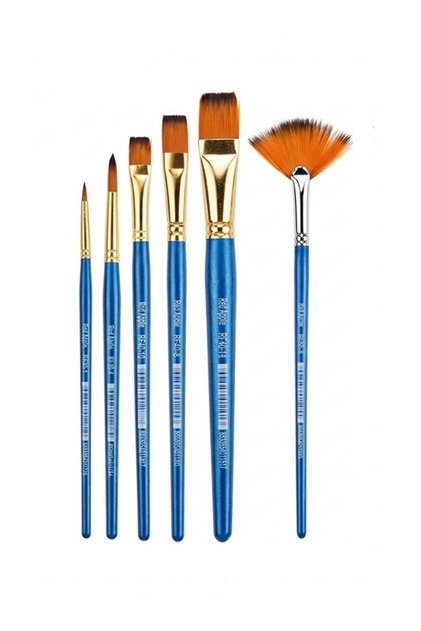 Mixed tip brush set - 6 piece art brush professional brush set for artistic oil painting and acrylic painting