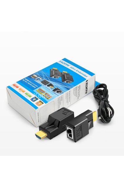black 60M HDMI Extender over Single Rj45 Cat6 Cable 1080P HDMI Ethernet Extender Video Transmitter A