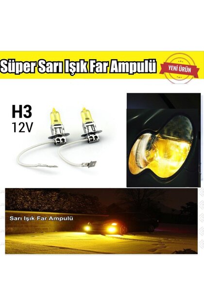 H3 JDM Süper Sarı Işık Far Ampul 12V 100W-55W