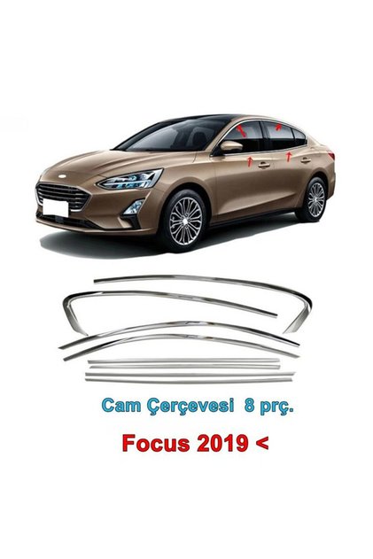 Ford Focus 5 Cam Çıtası Kromu Nikelaj Komple 2019 Sonrası
