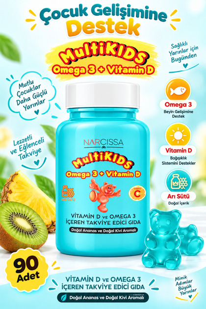 Multikids Omega3 & Vitamin D - 90 Adet Jelibon Çiğnenebilir Form