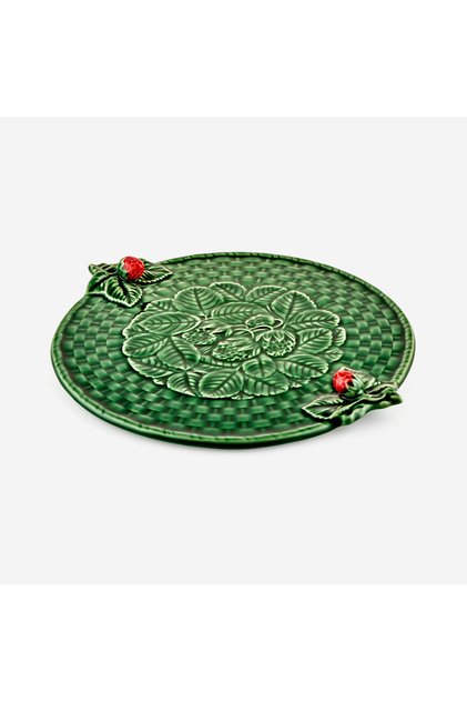 Strawberries Green Ceramic Serving Plate 37 cm