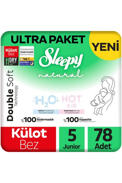 Natural Double Soft Ultra Paket Külot Bez 5 Numara Junior 78 Adet