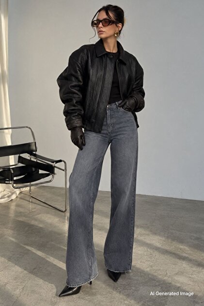Smoked Palazzo High Waist Women's Jean Mg1494
