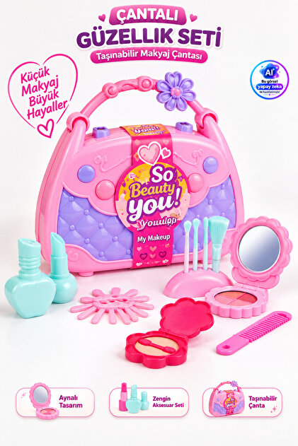 ALYTOYS Kız Çocuk Oyuncak Moda Seti Güzellik Seti 7 Parça Terlik