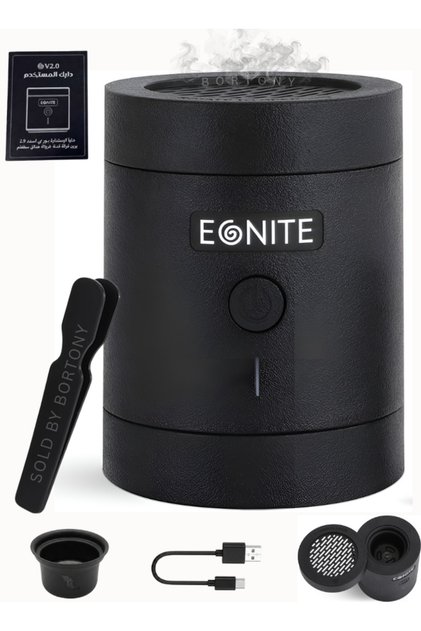 Electronic Bukhour Burner New Version V2.0, Black, Portable Incense Burner with Power Button