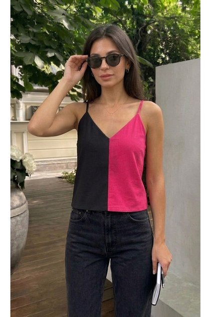 Sleeveless Strappy V-Neck Tricot Women's Blouse