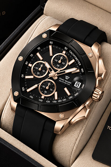 Original Men's Watch - 3 Atm Water Resistance - Black Color Silicone Band - Multifunction Movement - 2 Year Warranty - Gift Wristwatch with Stylish Box Tw211C4