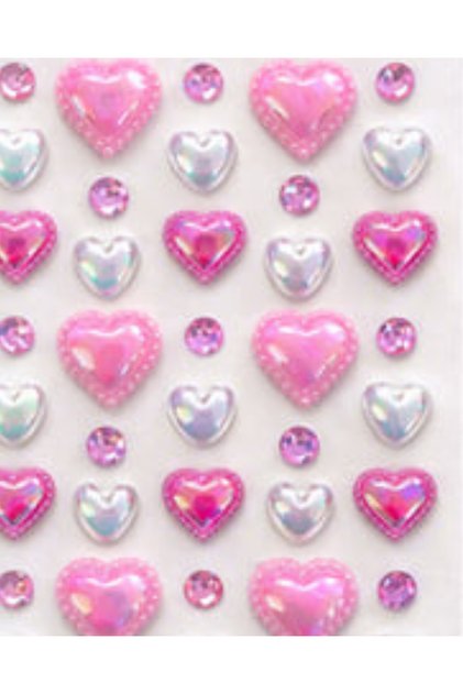 Candy Pink Hearts Face and Body Gem Sticker Decal Label 3D Gem Three-Dimensional Hearts
