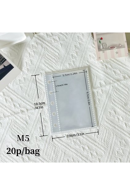 M5 20P 10/20/30/50P/Bag M5/A6/A7 Transparent Binder Pages, Plastic Protective Sleeves, Portable Stic