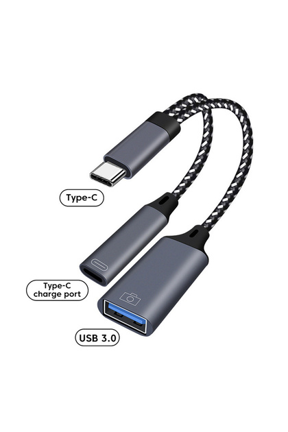 2 in 1 type C OTG 2 in 1 Type C to USB A Adapter With PD Charging Port USB C OTG Cable Phone Adapter