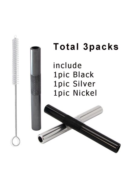 3packs with Brush 3/5 Packs Portable Mini Straw Dispenser - Reusable Small Metal Straw Tube Drinking