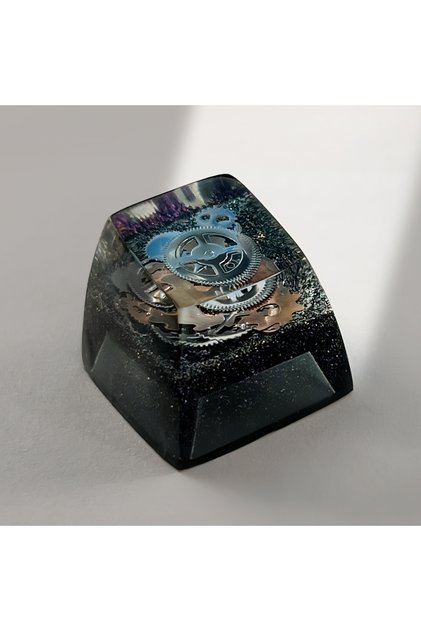 silver SA R1 Profile Black Gold Time Resin Keycaps Personalized Handmade Single for MX Mechanical Ke