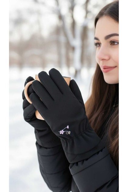Parachute Fabric Touchscreen Plush Inside Women Gloves