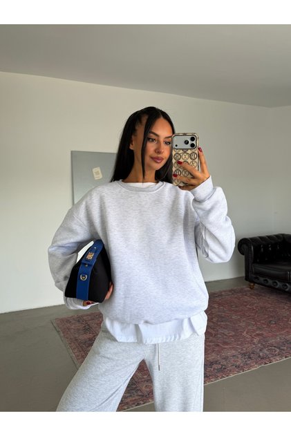 Plain Basic Sweatshirt - Gray