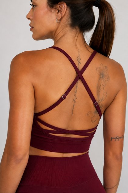 Joy Model Sutien sport fără cusături pentru femei, cu spate încrucișat, pentru sport, fitness, pilates, yoga