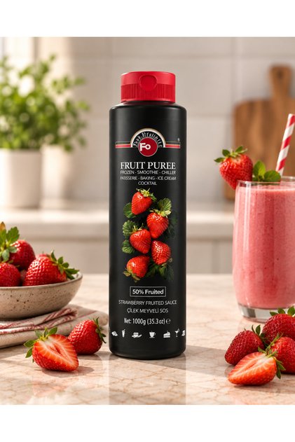 Çilek Meyve Püresi Frozen 1000 GR %50 Meyve İçerikli Çilek Püresi