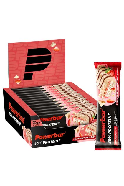 PB 40% Protein +Crisp Strawberry White Chocolate Bar – 40% High Protein Crispy Sports Bar | 12 x 40g | Protein Bar for Gym, Lean Muscle & Fitness