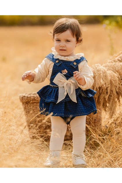Baby Girl Salopet Set with Ruffle Skirt