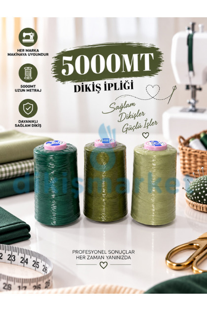 OLTALI 120no dikiş ipi makina ipi kopmaz 5000mt 3 adet ip