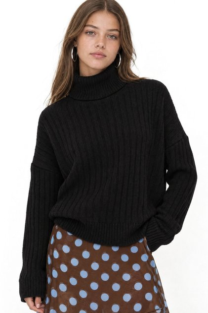 Mixray Oversize Ribbed Turtleneck Sweater