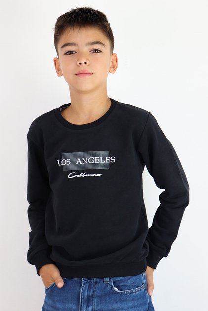 Boy's Sweatshirt Los Angeles Lettering Printed 8-14 Years, Black