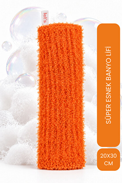 Süper Esnek Turuncu Banyo Lifi Tüm Cilt Tiplerine Uygun Duş Lifi - Unisex 20x30 Cm