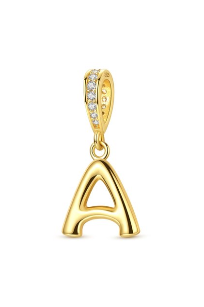 KTC1951-A Charms 925 Sterling Silver Golden Pendant Letter Name Charms Beads Fit Original 925 Bracel