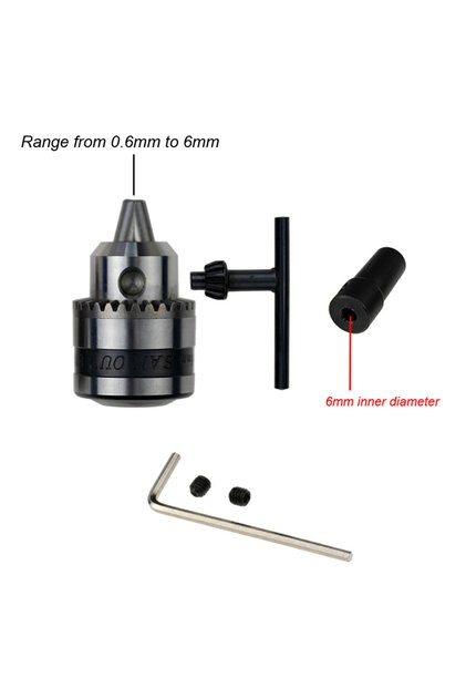 Chuck Shaft 6mm Mini Electric Drill Chuck Threaded Clamp 0.6mm-6mm B10 Mount Taper Connector Rod Mo