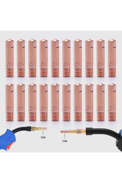 1.0MM 10PCs 5/10PCS Tip Gas Nozzle MB-15AK M6*25mm Welding Torch Contact Tip Gas Nozzle 0.6/0.8/0.9/