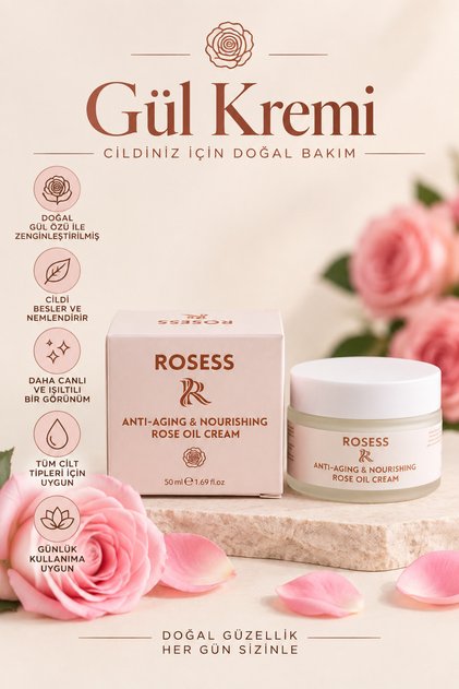 Rose Cream 50 ml | Natural Rose Extract Moisturizing and Skin Renewing Cream