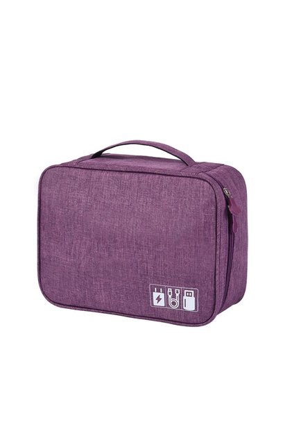 24x18x10cm Purple Portable Digital Storage Bag USB Gadget Waterproof Cable Organizer Pouch Electroni
