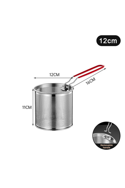 12cm Stainless Steel Fried Mesh Kitchen Fry Basket Cooking Basket Fry Pan Oil Pan Strainer Noodle Sp