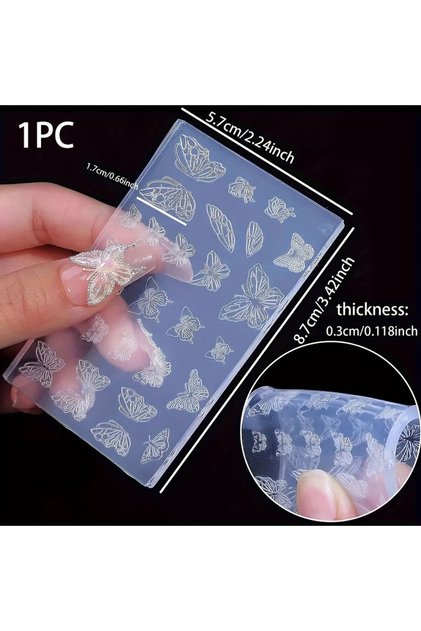 1PC Butterfly Wings 3D Mold Silicone Nail Art Decorations Ultrathin DIY Templates Mold for Nails Ear