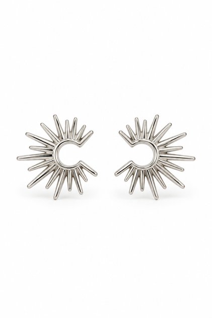 Silver Color Half Sun Earrings