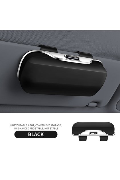 black Universal Car-Mounted Eyeglass Case Sunglasses Holder Driver Co-Pilot Storage Box Eyewear Fram