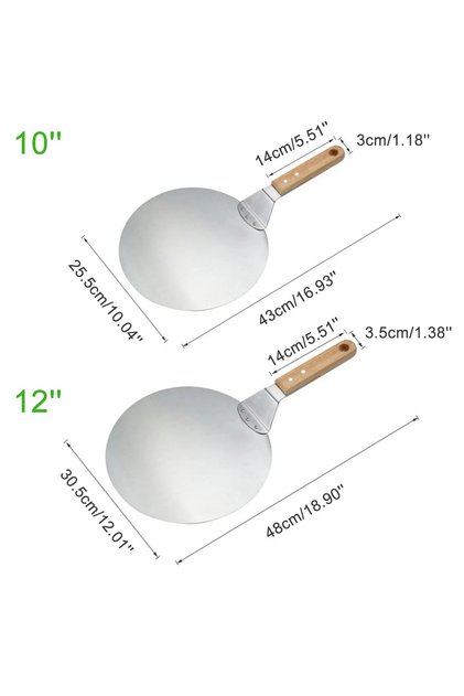 1pc 12inch 10/12inch Pizza Shovel Pastry Tools Stainless Steel Wooden Handle Peel Round Anti-scaldin