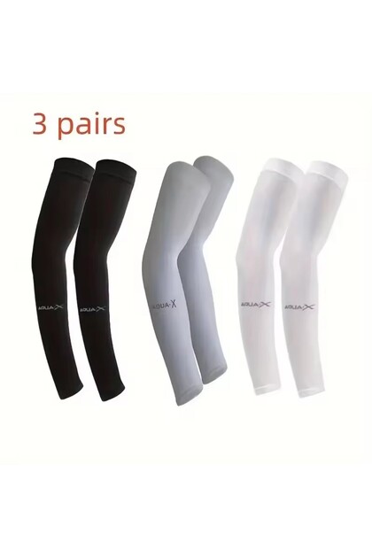 One Size MIXED COLORS 3 Pairs Breathable Sun Protection Sleeves UV Protective Gear for Sports Drivin
