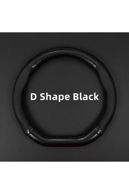 D Shape Black D Type Leather Universal Car Steering Wheel Cover Breathable Anti Slip Car Decoration