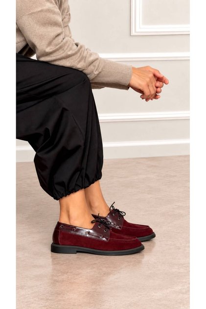 Sider Loafer Shoes Genuine Leather Burgundy