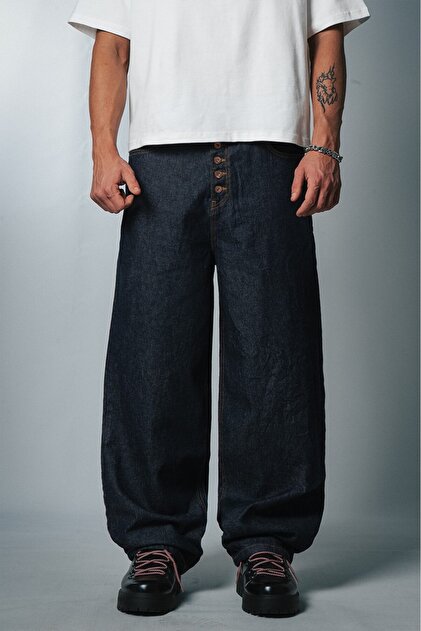 Crupt Buttoned Factory Super Baggy Men's Jean Trousers