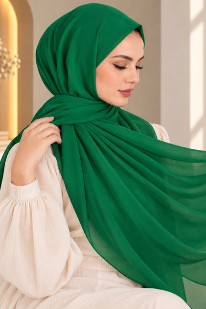Crepe Chiffon Shawl Green – for Light, Comfortable, Stylish Daily and Special Occasion Combinations