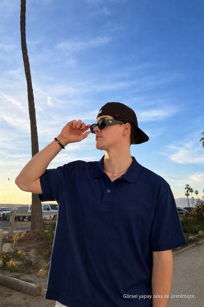 Men's Cotton Pack Trendy Navy Blue Polo Neck T-Shirt
