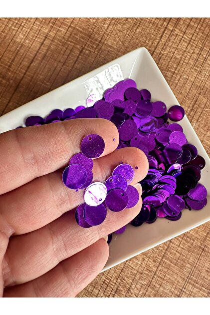 50 Gr Purple Perforated Embroidery Writing Stamps Sequins 1 cm