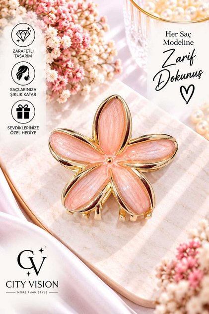 Lotus Model Pink Color Metal Hair Clip - Medium Size 5 cm - Stylish and Durable