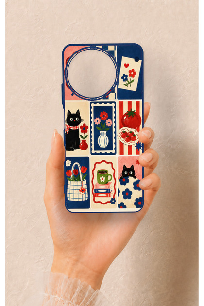 Realme 11 Compatible Cute Cat and Flower Pattern Silicone Case