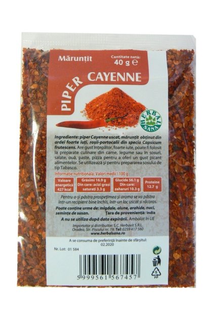 Condiment piper cayenne maruntit 40g